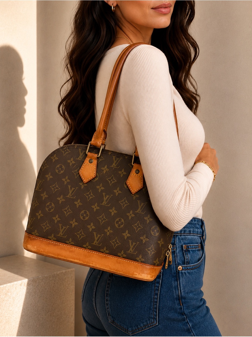 Louis Vuitton LV Authentic Alma PM Monogram Canvas Top Handle Satchel Bag France - Picture 4 of 17